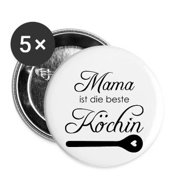 Mama ist die beste Köchin - Buttons klein 25 mm (5er Pack) - Weiß - Vorne