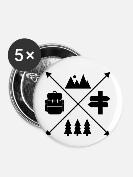 wandern - Buttons klein 25 mm (5er Pack) - Weiß