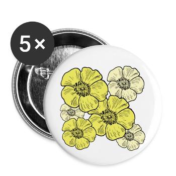Bluetenmeer jaune - Lot de 5 petits badges (25 mm) - blanc - Devant