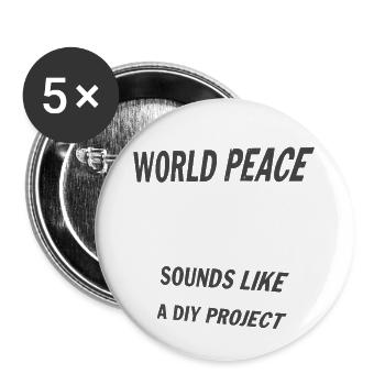 WORLD PEACE worldpeace Weltfrieden Frieden - Buttons klein 25 mm (5er Pack) - Weiß - Vorne