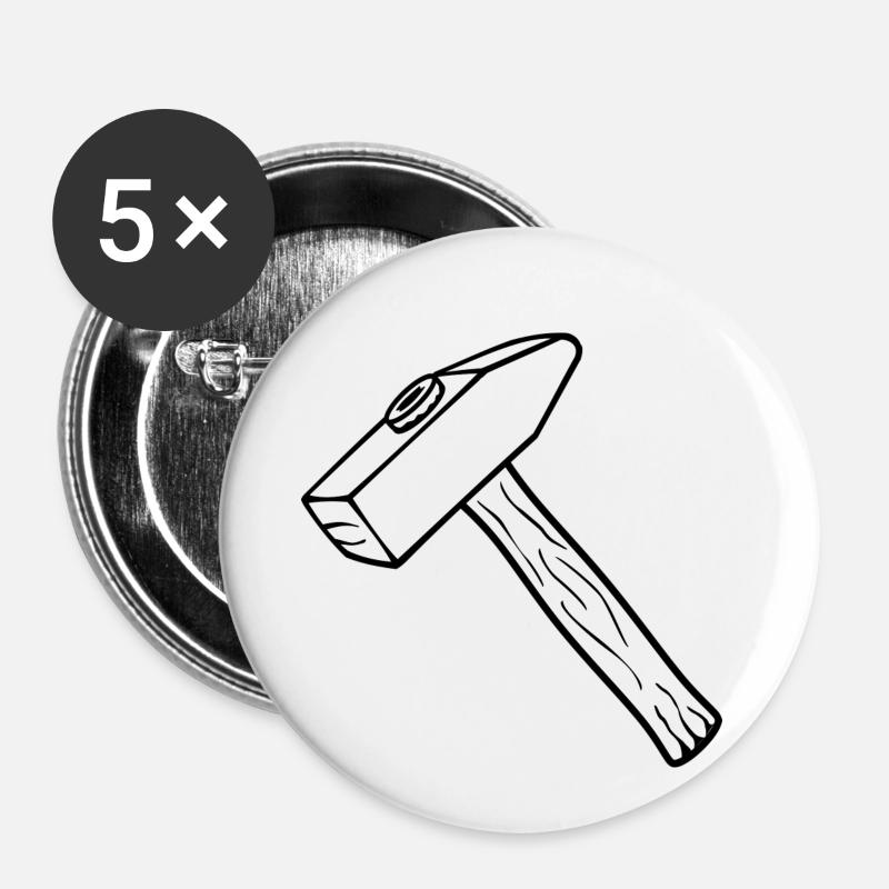 Tool hammer - Buttons small 1''/25 mm (5-pack) - white