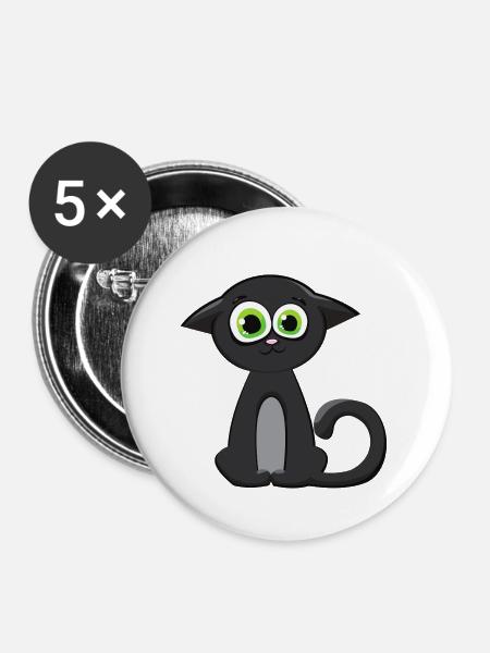 Katzengesicht Kätzchen - Buttons klein 25 mm (5er Pack) - Weiß