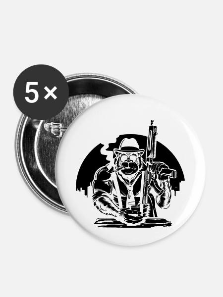 Mafia Gorilla BK - Buttons klein 25 mm (5er Pack) - Weiß