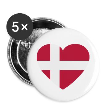 Drapeau Danemark Drapeau Drapeau Copenhague Cadeau - Lot de 5 petits badges (25 mm) - blanc - Devant