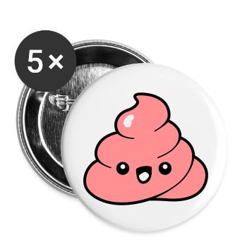 Kawaii kackhaufen Emoji - Buttons klein 25 mm (5er Pack) - Weiß - Vorne