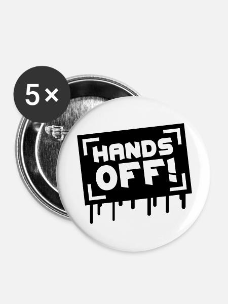 Hands Off Graffiti - Buttons klein 25 mm (5er Pack) - Weiß