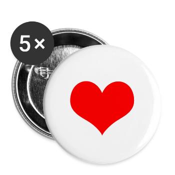 Red heart - Buttons small 1''/25 mm (5-pack) - white - Front