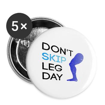 Fitness Studio Workout Gym Sport Training Beine - Buttons klein 25 mm (5er Pack) - Weiß - Vorne