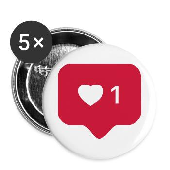Instagram Like - Buttons klein 25 mm (5er Pack) - Weiß - Vorne