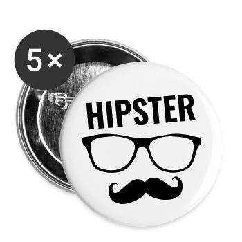 Hipster - Buttons klein 25 mm (5er Pack) - Weiß - Vorne