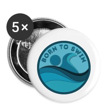Born To Swim - Buttons small 1''/25 mm (5-pack) - white - Front