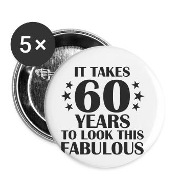 60. Geburtstag - Buttons klein 25 mm (5er Pack) - Weiß - Vorne