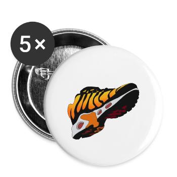 Graphique d'image de conception de sneakers orange sneaker - Lot de 5 petits badges (25 mm) - blanc - Devant