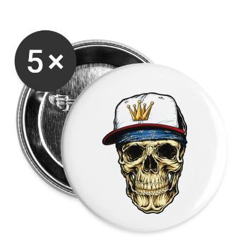 tete de mort - Lot de 5 petits badges (25 mm) - blanc - Devant