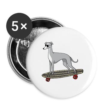 Greyhound Windhund Longboard skaten Sonnenbrille - Buttons klein 25 mm (5er Pack) - Weiß - Vorne