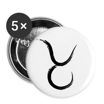 Taureau - Lot de 5 petits badges (25 mm) - blanc - Devant
