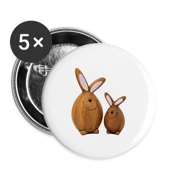 Zwei Kleine Osterhasen - Buttons klein 25 mm (5er Pack) - Weiß - Vorne