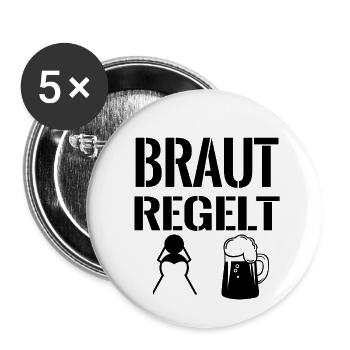 braut regelt Bier Junggesellin Beste Braut - Buttons klein 25 mm (5er Pack) - Weiß - Vorne