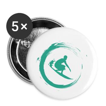 Surfer - Buttons klein 25 mm (5er Pack) - Weiß - Vorne