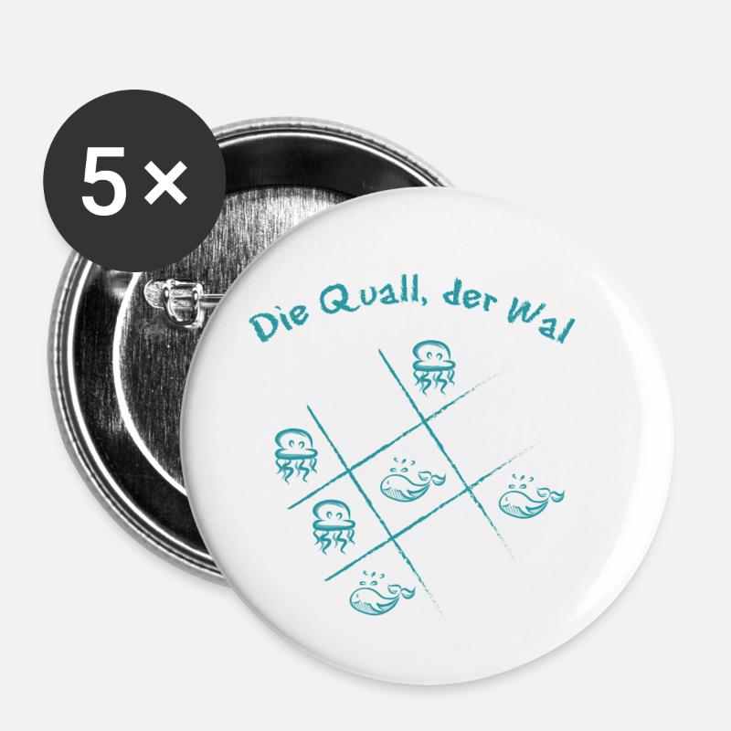 Quall the whale - Buttons small 1''/25 mm (5-pack) - white