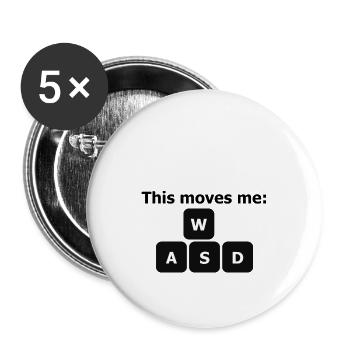 WASD moves me - Buttons small 1''/25 mm (5-pack) - white - Front