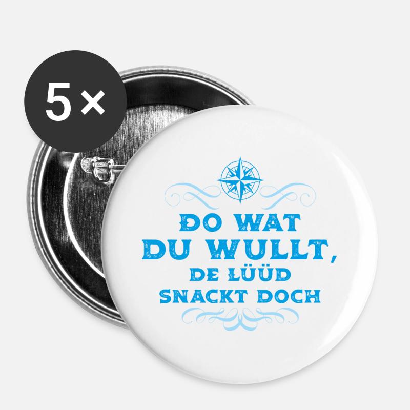 Do wat du wullt 02 - Buttons klein 25 mm (5er Pack) - Weiß