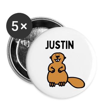 Ein Biber names Justin - Buttons klein 25 mm (5er Pack) - Weiß - Vorne