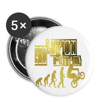 Evolution MTB, Mountainbike, Trial Bike Fahrer - Buttons klein 25 mm (5er Pack) - Weiß - Vorne