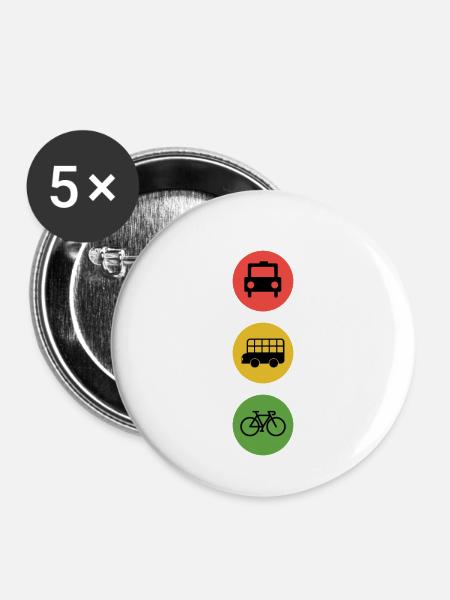 Bicycle Traffic Light Sustainable Environment Gift Idea Green - Buttons small 1''/25 mm (5-pack) - white
