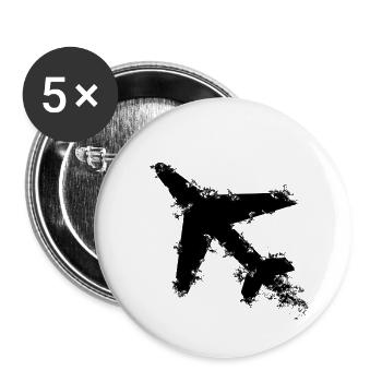 Pilot Flugzeug - Buttons klein 25 mm (5er Pack) - Weiß - Vorne