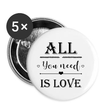 All you need is love - Buttons small 1''/25 mm (5-pack) - white - Front
