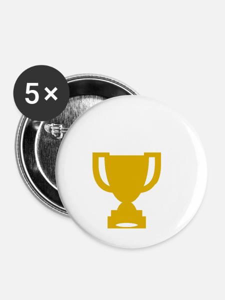 Winner Trophy - Buttons klein 25 mm (5er Pack) - Weiß