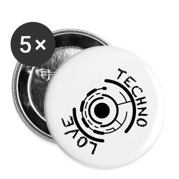 Techno Love Rave DJ Party Résumé Festival Raver - Lot de 5 petits badges (25 mm) - blanc - Devant