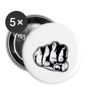 poing - Lot de 5 petits badges (25 mm) - blanc - Devant