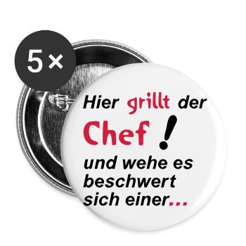 Voici griller le chef - Lot de 5 petits badges (25 mm) - blanc - Devant