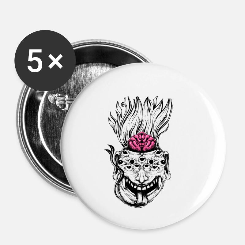 Mutant Brain - Buttons small 1''/25 mm (5-pack) - white