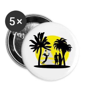 Beach Design, Strandmotiv, Sommer, Strand - Buttons klein 25 mm (5er Pack) - Weiß - Vorne