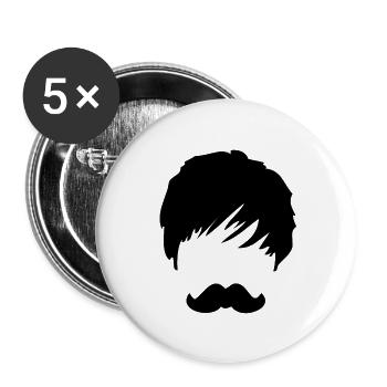 Ein schwarzer Schnauzbart im Gesicht - Buttons klein 25 mm (5er Pack) - Weiß - Vorne