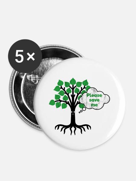 Waldrodung Baum Abholzung - Buttons klein 25 mm (5er Pack) - Weiß