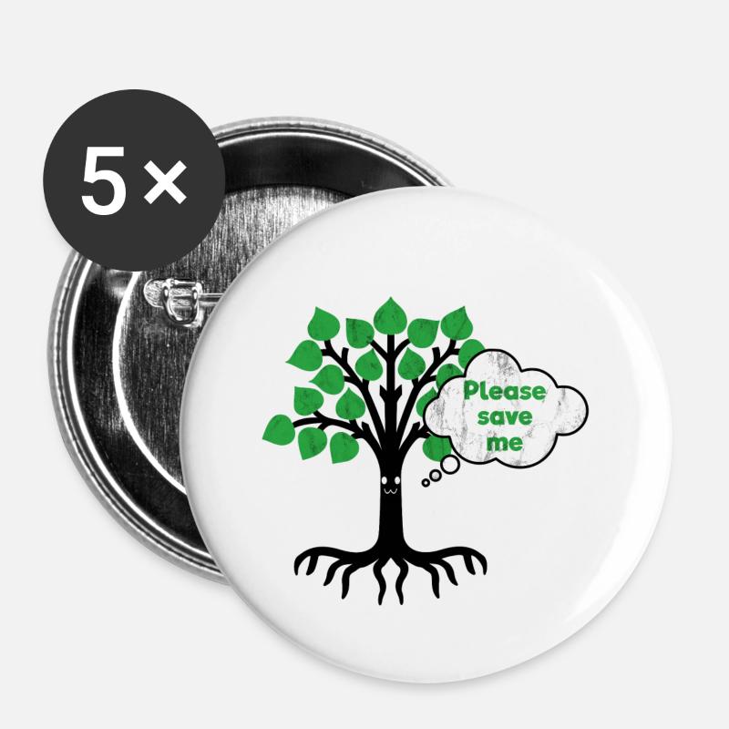 Deforestation Tree Deforestation - Buttons small 1''/25 mm (5-pack) - white