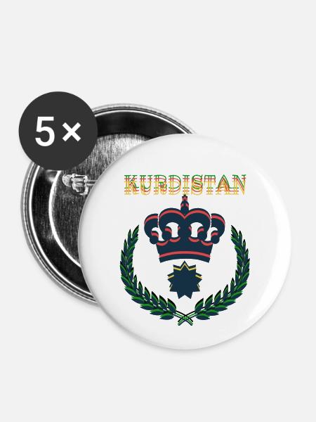 Kurdistan - Buttons klein 25 mm (5er Pack) - Weiß