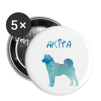 Akita in Aquarell - Buttons klein 25 mm (5er Pack) - Weiß - Vorne