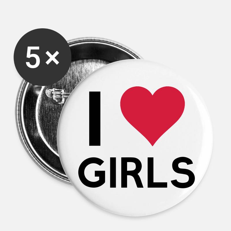 i_love_girls - Buttons small 1''/25 mm (5-pack) - white