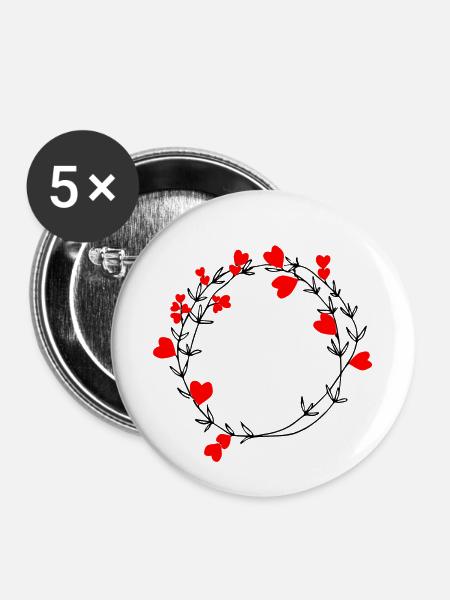 herzlich - Buttons klein 25 mm (5er Pack) - Weiß