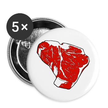 T-Bone Steak - Buttons klein 25 mm (5er Pack) - Weiß - Vorne