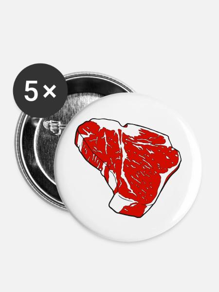 T-Bone Steak - Buttons klein 25 mm (5er Pack) - Weiß