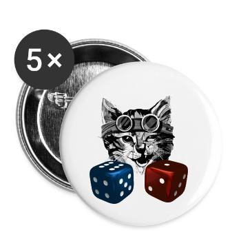 Cat with cubes blue and red cat with cubes - Buttons small 1''/25 mm (5-pack) - white - Front