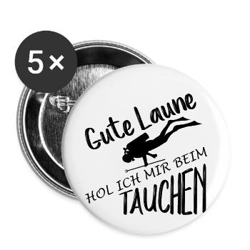 Tauch Shirt • Schnorcheln Schwimmen • Geschenk - Buttons klein 25 mm (5er Pack) - Weiß - Vorne