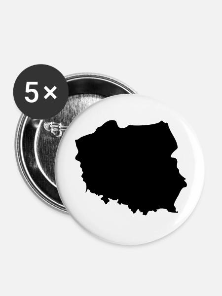 Poland - Buttons klein 25 mm (5er Pack) - Weiß