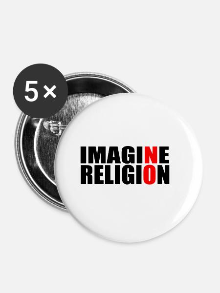 RELIGION AN! - Buttons klein 25 mm (5er Pack) - Weiß
